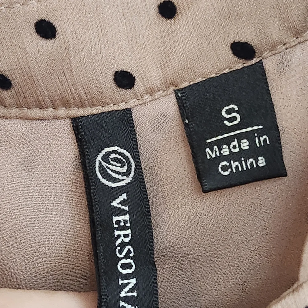 Versona Black Polka Dot Ruffle Blouse - Cream - Picture 2 of 4